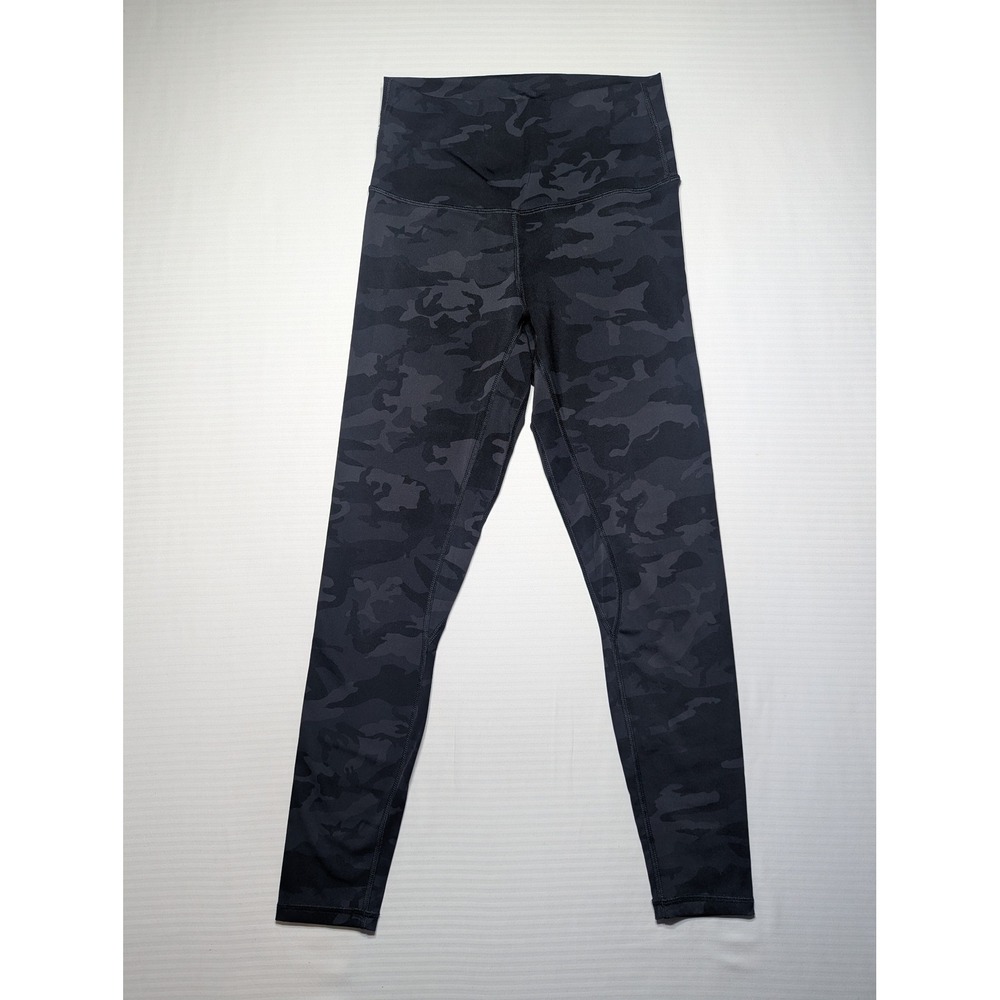 Lululemon Camo Leggings Black Gray High Rise Athletic Yoga Pants Minimalist